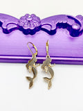 Mermaid Earrings, Hypoallergenic, Dangle Hoop Lever-back Earrings, L489
