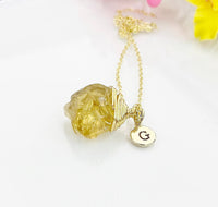 Natural Quartz Necklace, Gemstone Jewelry, Real 18K Gold Plated Dainty Necklace, Personized Necklace Gift, L492