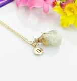 Natural Quartz Necklace, Gemstone Jewelry, Real 18K Gold Plated Dainty Necklace, Personized Necklace Gift, L493