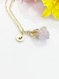 Natural Quartz Necklace, Gemstone Jewelry, Real 18K Gold Plated Dainty Necklace, Personized Necklace Gift, L494
