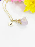 Natural Quartz Necklace, Gemstone Jewelry, Real 18K Gold Plated Dainty Necklace, Personized Necklace Gift, L494