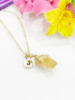 Natural Quartz Necklace, Gemstone Jewelry, Real 18K Gold Plated Dainty Necklace, Personized Necklace Gift, L495