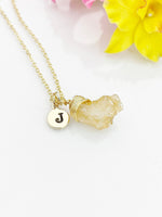 Natural Quartz Necklace, Gemstone Jewelry, Real 18K Gold Plated Dainty Necklace, Personized Necklace Gift, L495