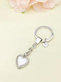 Best Christmas Gift Silver Heart Flower Locket Pendant Keychain, Love, Keepsake Photo Frame Charm, Stainless Steel Initial Keychain, N4926