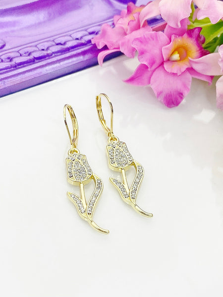 Tulip Earrings, Gold Stainless Steel Hypoallergenic Earrings, N5084B