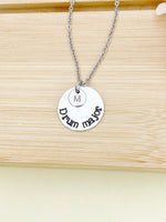 Silver Drum Major Charm Necklace, Hand Stamped Drum Major Jewelry, Personalized Initial Gift, N891