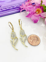 Tulip Earrings, Gold Stainless Steel Hypoallergenic Earrings, N5084B