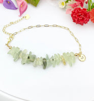 Prehnite Bracelet, Natural Gemstone Jewelry N4233
