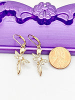 Gold Cross Tulip Dragonfly Earrings - LeBua Jewelry, Hypoallergenic Earrings, Birthday Gift, NL366