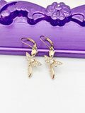 Gold Cross Tulip Dragonfly Earrings - LeBua Jewelry, Hypoallergenic Earrings, Birthday Gift, NL366