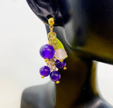 Gold Natural Jade Grape Stud Earrings - Lebua Jewelry, Gemstone Jewelry, Gifts for Girlfriends, N5323