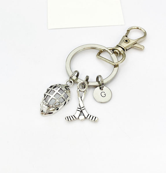 Silver Hockey Keychain- LeBua Jewelry, Hockey Goalie Gifts, Personalized Customized Jewelry Gifts, N156A