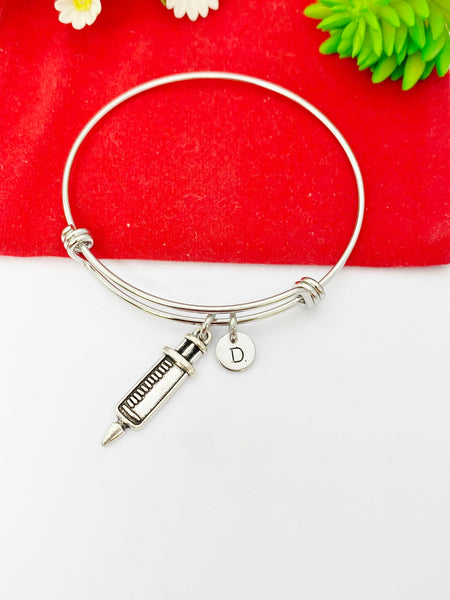 Silver Injection Syringe Bracelet - Lebua Jewelry, Phlebotomists Medical School Jewelry Gifts, Personalized Customized Gifts, N92A
