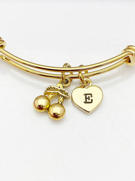 Gold Cherry Charm Bracelet - Lebua Jewelry, Silver in Option, Birthday Gifts, Personalized Customized Gifts, N5302