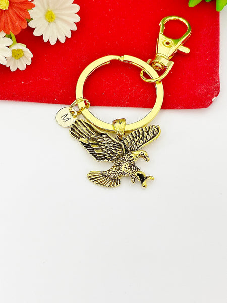 Gold or Silver Flying Eagle Charm Keychain - Lebua Jewelry, Best Christmas Jewelry Gifts, Personalized Customized Gifts, N3669B