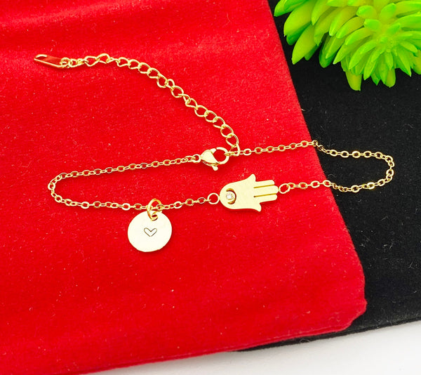 Gold Hamsa Evil Eye Bracelet - Lebua Jewelry, Christmas Jewelry Gifts, Personalized Customized Gifts, N581