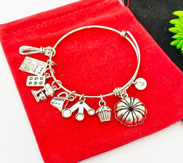 Beat Christmas Gifts, Silver Baking Charms Bracelet - Lebua Jewelry, Bakery Baker Jewelry Gifts, Personalized Customized Gifts, N1786B