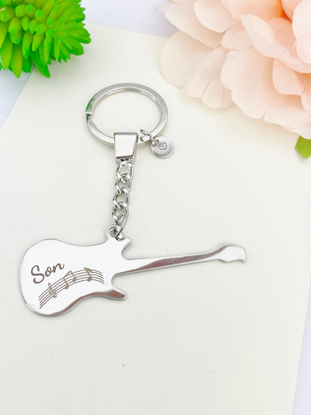 Son Guitar Keychain - Lebua Jewelry, Stainless Steel Music Instrument Gifts, Best Seller Christmas Gifts for Son, D078