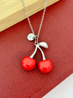 Silver Large Red Cherry Charm Necklace - Lebua Jewelry, Best Seller Christmas Gifts for Friends, N5377
