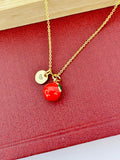 Gold Red Apple Charm Necklace - Lebua Jewelry, Best Seller Christmas Gifts for Girlfriends, N5779
