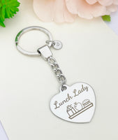 Stainless Steel Lunch Lady Heart Keychain - Lebua Jewelry, Lunch Lady Gifts, Best Seller Christmas Gifts for School Lunch Lady, D074