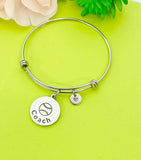 Silver Baseball Ball Coach Bracelet Keychain Necklace Optional, Best Christmas Gifts for Coach, Personalized Jewelry, Lebua Jewelry, D179