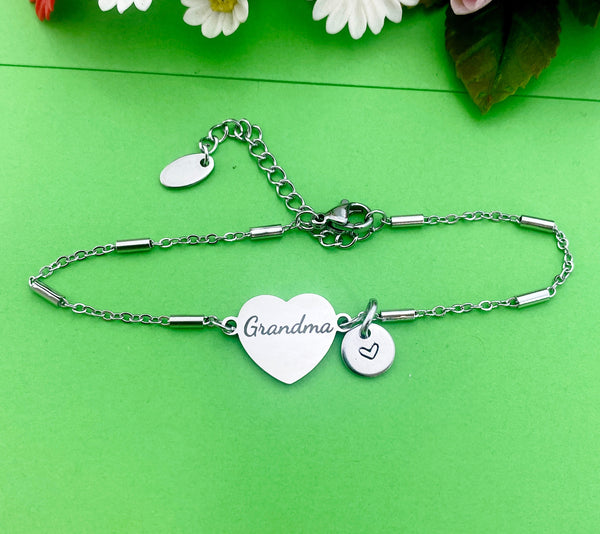 Best Christmas Gift for Grandma, Grandma Bracelet, Grandma Jewelry, Grandma Gift, Personalized Customized Monogram, Lebua Jewelry, D287