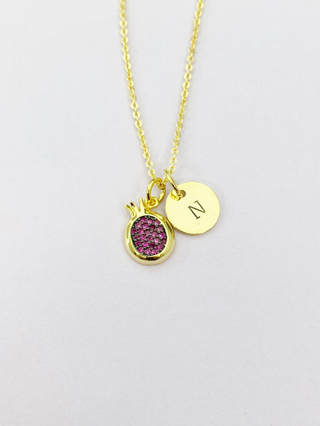 Gold Pomegranate Charm Necklace Gifts Ideas - Lebua Jewelry, Personalized Customized Monogram Made to Order Jewelry, AN3799