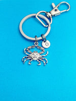 Silver Crab Charm Keychain Gifts - Lebua Jewelry, Personalized Customized Monogram Made to Order Jewelry, N4393A