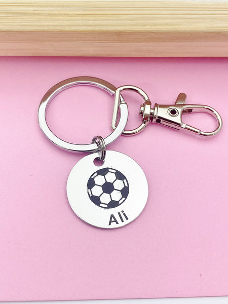 Silver Soccer Keychain - Lebua Jewelry, Personalized Customized Monogram Made to Order Jewelry, D187A