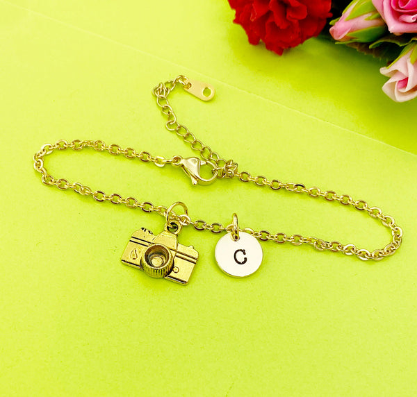 Camera Charm Gold Bracelet Everyday Gifts Ideas - Lebua Jewelry, Personalized Customized Made to Order Jewelry, AN46