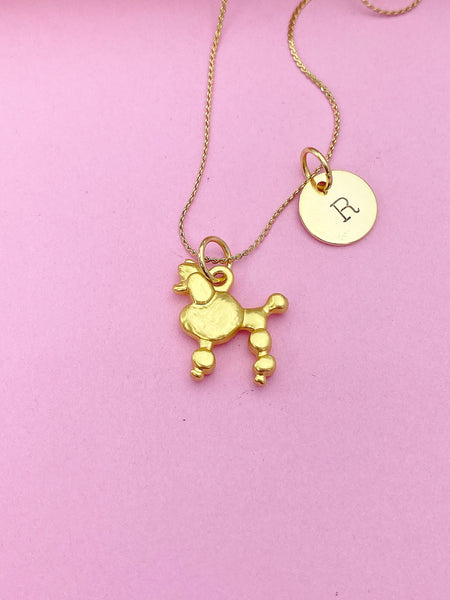 Gold Poodle Dog Charm Necklace Pet Lover Gift Ideas - Lebua Jewelry, Personalized Customized Monogram Made to Order Jewelry, BN496