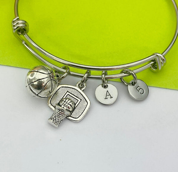 Silver Basketball Volleyball Charm Bracelet Sport Gifts Ideas- Lebua Jewelry, Personalized Customized Monogram Made to Order Jewelry, N5472