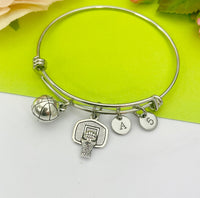 Silver Basketball Volleyball Charm Bracelet Sport Gifts Ideas- Lebua Jewelry, Personalized Customized Monogram Made to Order Jewelry, N5472