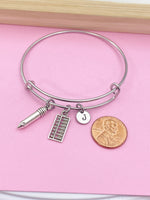 Silver Abacus Pencil Bookkeeping Charm Bracelet Gifts Ideas- Lebua Jewelry, Personalized Customized Monogram Made to Order Jewelry, AN1292