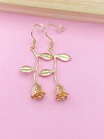 Gold Beautiful Rose Charm Earrings Everyday Gifts Ideas - Lebua Jewelry, Personalized Customized Made to Order Jewelry, N5463