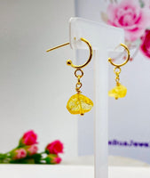 Lebua Jewelry Gold Natural Citrine Gemstone Earrings Mother's Day Gifts Ideas Customized Made to Order, N5524