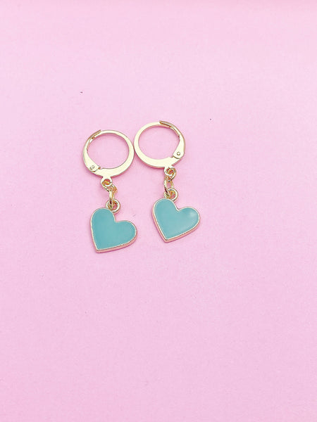 Gold Blue Heart Earrings Wedding Bridesmaid Daughter Mother's Day Gifts Ideas Lebua Jewelry Personalized Customized Made to Order, N3211