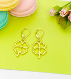 Gold Clover Charm Earrings Gifts Ideas - Lebua Jewelry, Personalized Customized Made to Order Jewelry, AN2751