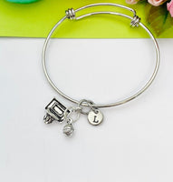 Silver Basketball Hoop Charm Bracelet Sport Team Gifts Ideas- Lebua Jewelry, Personalized Customized Monogram Made to Order Jewelry, N5479
