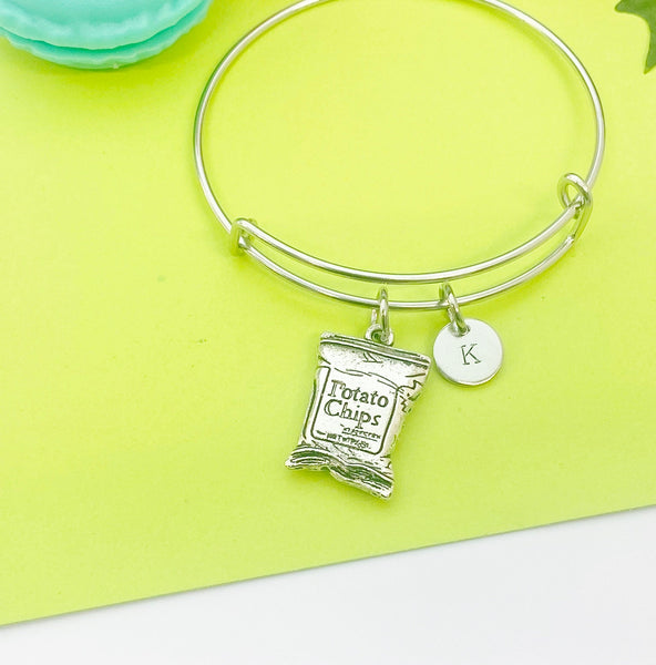 Silver Potato Chip Charm Bracelet Gifts Ideas- Lebua Jewelry, Personalized Customized Monogram Made to Order Jewelry, AN1925
