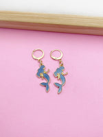 Gold Blue Mermaid Earrings Daughter Granddaughter Birthday Gifts Ideas Lebua Jewelry Personalized Customized Made to Order, N3298